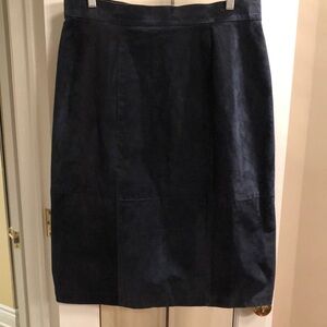 Vintage Navy Blue Suede Skirt